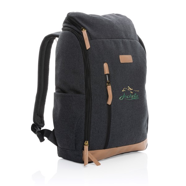 Impact AWARE™ 16 oz. recycled canvas 15" laptop backpack - Black