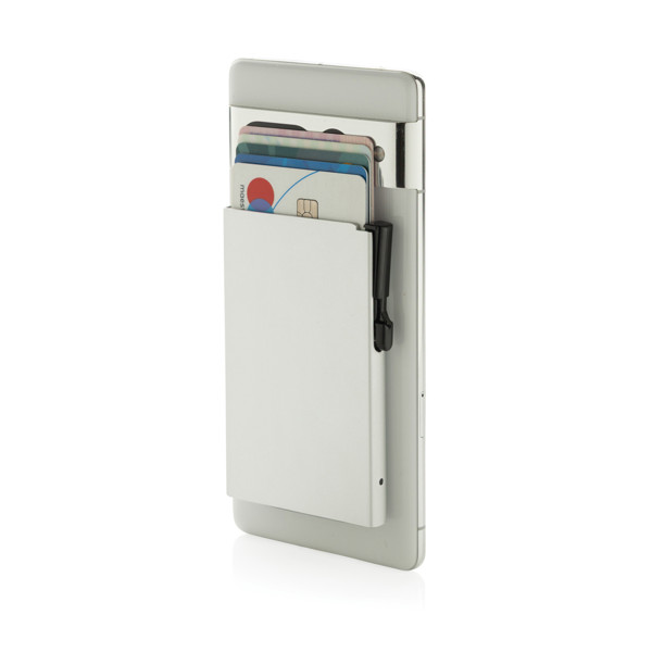 Standard aluminium RFID magnetic phone cardholder - Silver