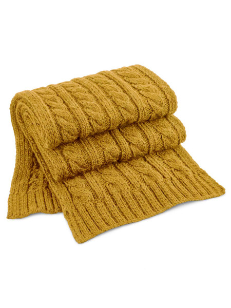 Cable Knit Melange Scarf - Light Grey