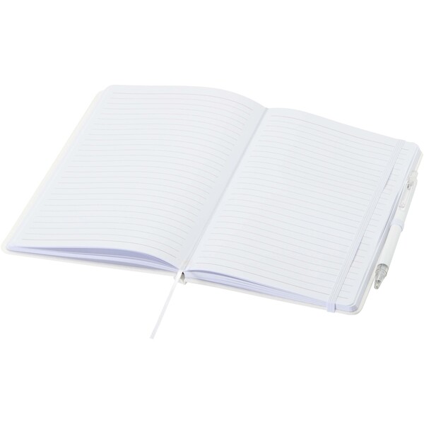 Spectrum A5 recycled notebook and ballpoint pen set - White