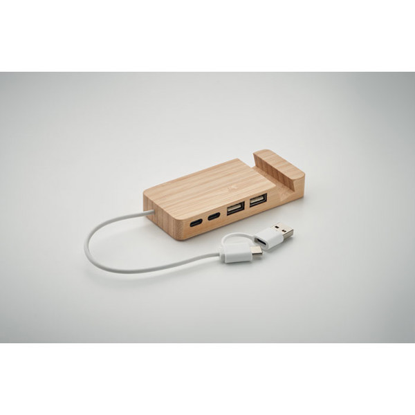 MB - Bamboo USB 4 ports hub Hubstand