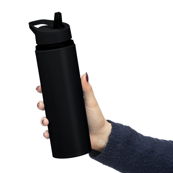 Fľaša na pitie z recyklovanej nehrdzavejúcej ocele (500 ml) Zeno - Čierna