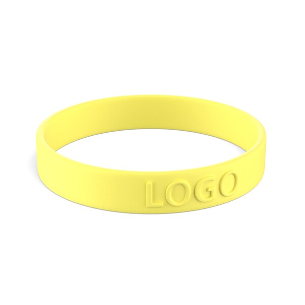 Gepersonaliseerde siliconen armbanden (12mm width) - Zacht geel / 18x1.2x0.2cm