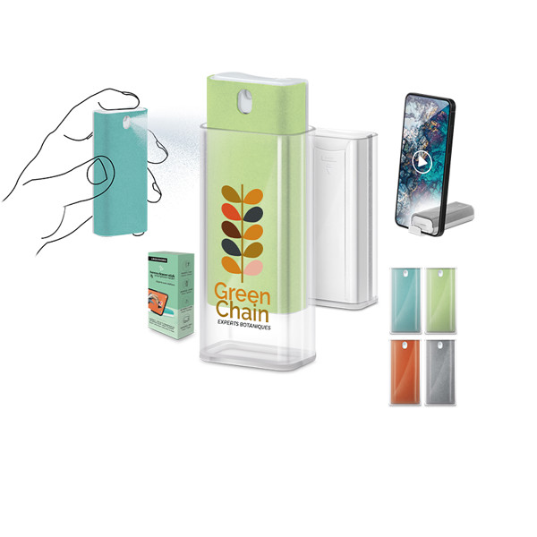 SCREEN CLEANER SPRAY AND SMARTPHONE HOLDER - Gris / 