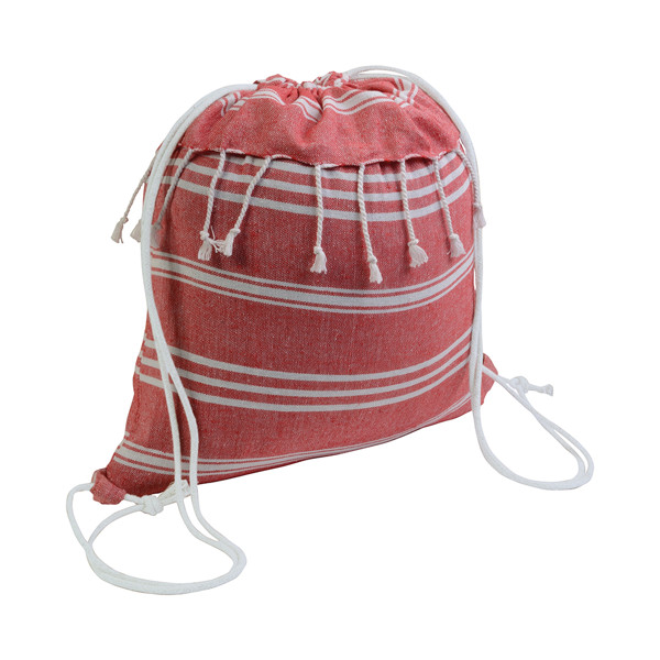 180 G/M2 Cotton Fouta Backpack With Drawstring Closure - Red