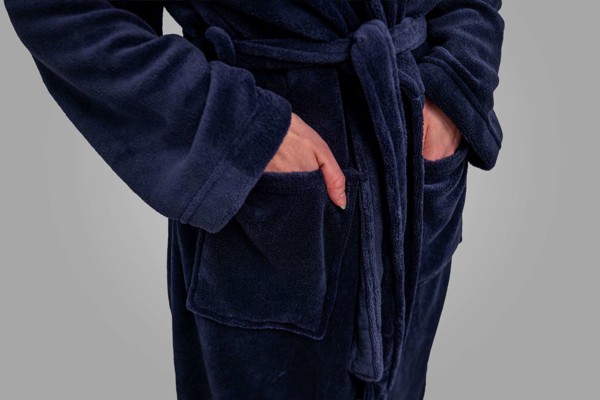 Olima Coral Fleece Bathrobe - Stone / XL/2XL