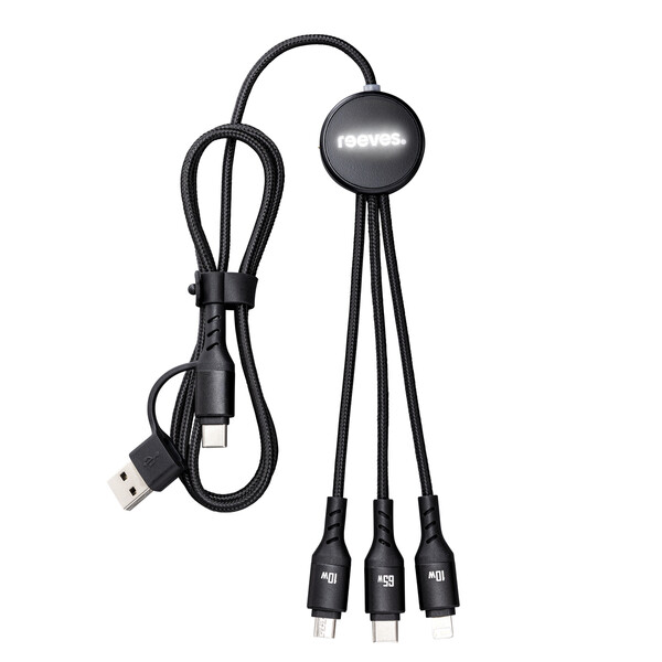 Câble de Charge 6 en 1 avec Lumière PUHALANI LONG - noir / blanc