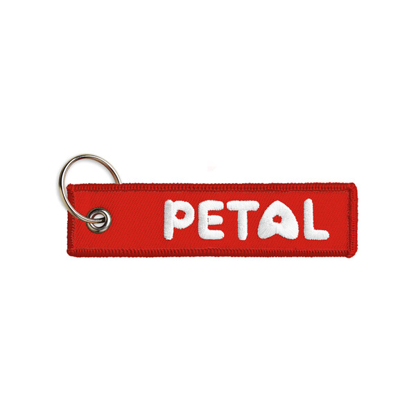 Embroidered key tag - Red Orange