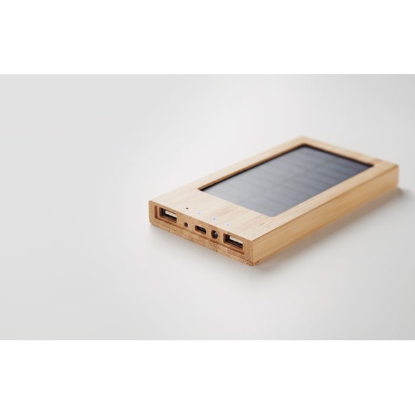 Arena Solar power bank bamboo, 4000 mAh