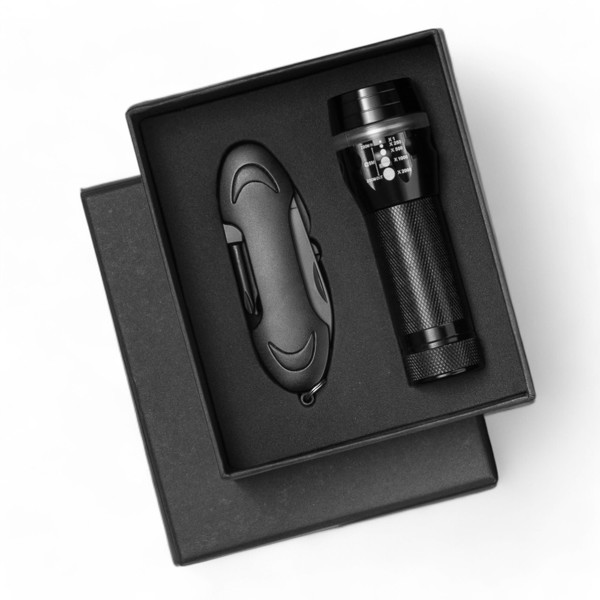 Colorado I gift set, LED torch,pocket knife - Black