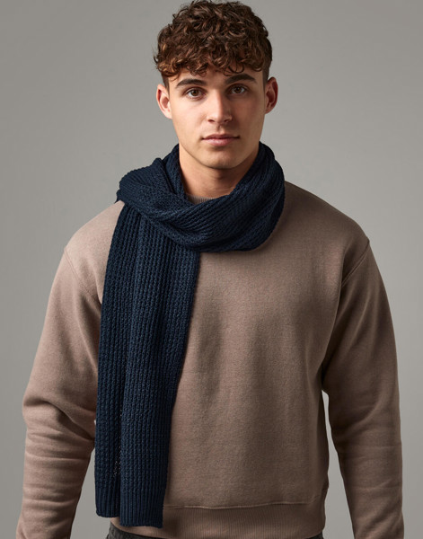 Classic Waffle Knit Scarf - Black / ONE SIZE