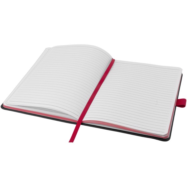 Colour-edge A5 hard cover notebook - Solid Black / Red