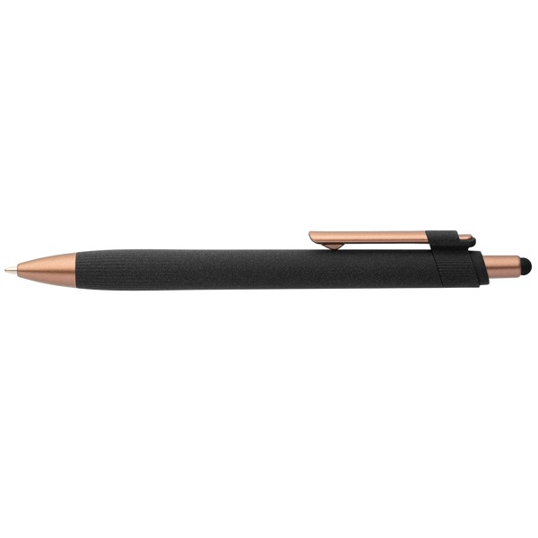 York Recycled Plastic Bronze Trim Stylus Ballpoint Pen - Black / 4 Colour inkjet