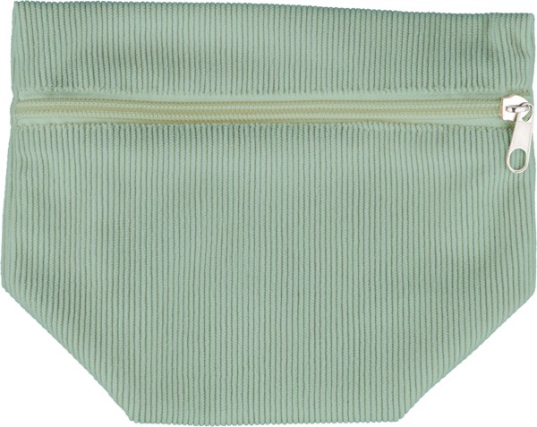 Corduroy zippered cosmetic pouch Tia - Pastel Green