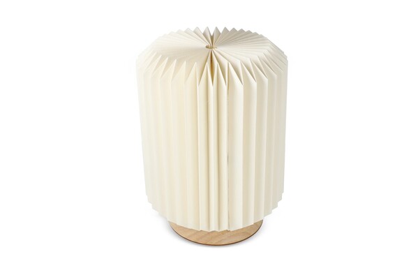 Coollux foldable paper LED lamp Aurora on wooden base, 22cm - Nature