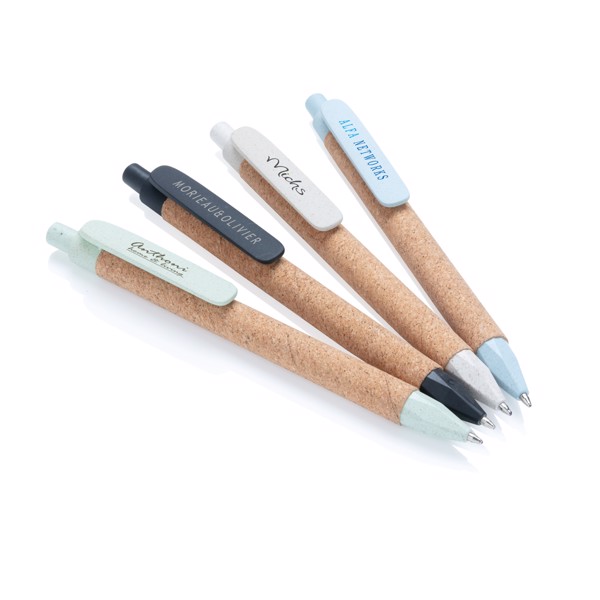 Write wheatstraw and cork pen - White