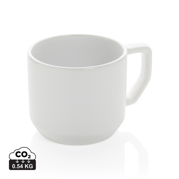 Mug 350ml moderne en céramique - Blanc / Blanc