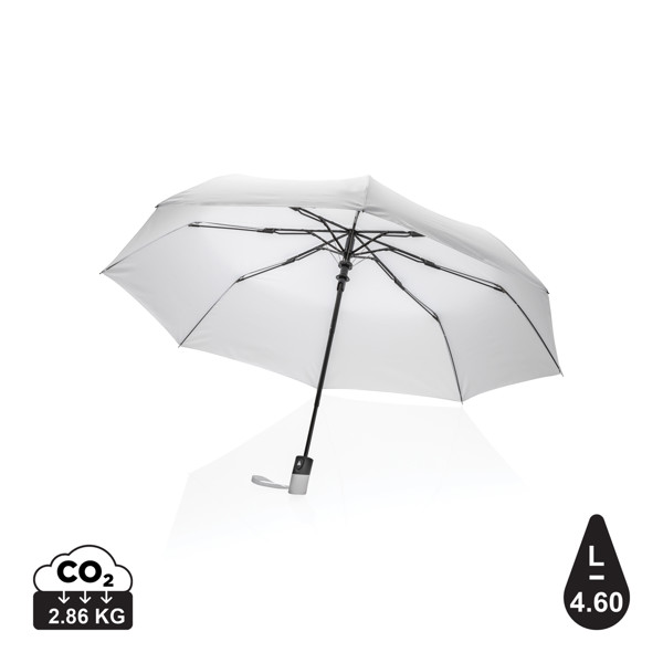 21" Impact AWARE™ RPET 190T mini auto open umbrella - White