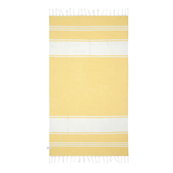 Large Beach/Sauna Towel Sun & Steam - White / Yellow