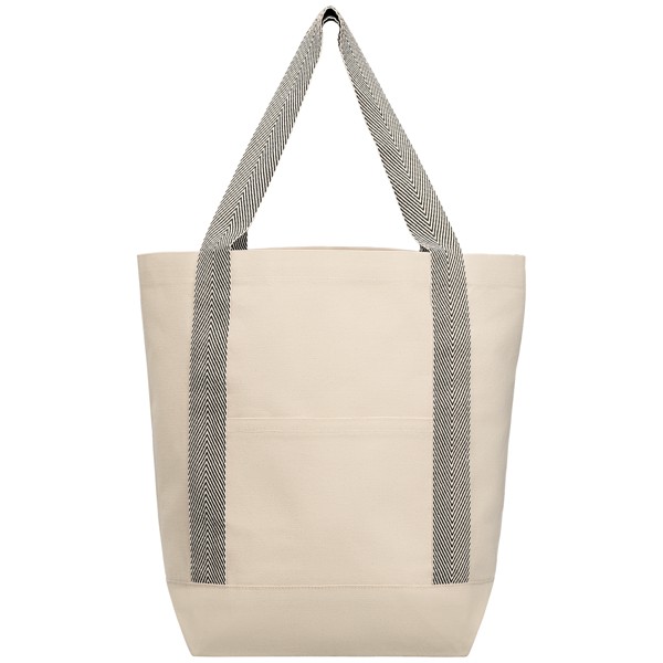 Niva 10 oz. Recycled Cotton Canvas Front Pocket Tote Bag – 12.25L - Black / Heat transfer