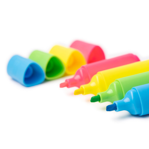 Personalised fluorescent highlighter set kraft box 4 colours