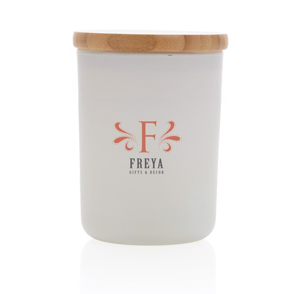 Ukiyo scented candle bamboo lid, 600g glass jar - White