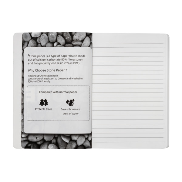 Stone Paper Notebook, White Lined Sheets, 64 Pages, 14.5X21 Cm