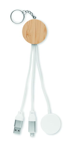 Key ring with 4 in 1 60W cable Bule - White