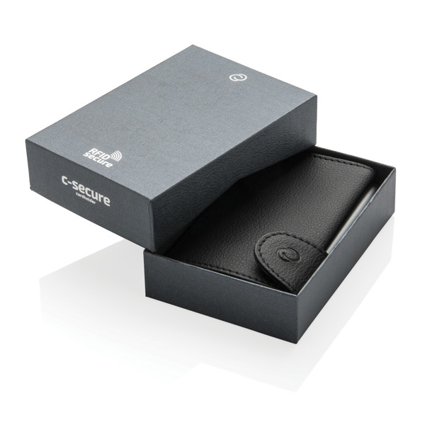 C-Secure RFID denarnica, aluminij, drži 7 kartic - Črna / srebrna