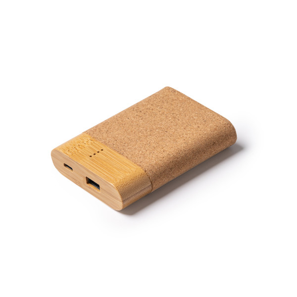 Personalised power bank in cork and bamboo 5000 mAh