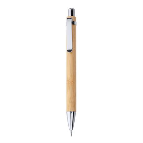 Personalised bamboo ballpoint pen and mechanical pencil set with metallic details