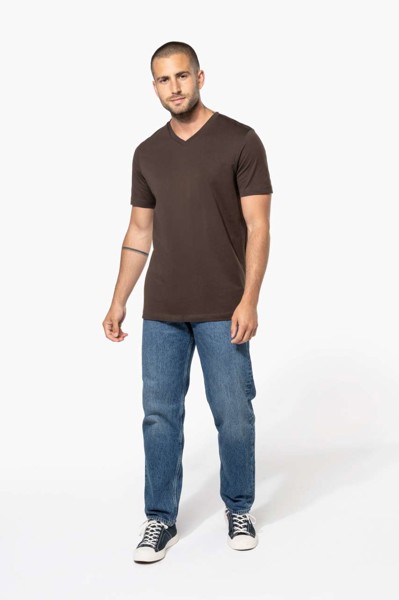 Muška majica kratkih rukava s V-izrezom - Bijela / M