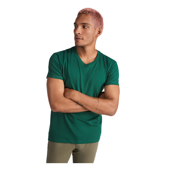 T-shirt Samoyedo à col en V et manches courtes pour homme - Blanc / 2XL