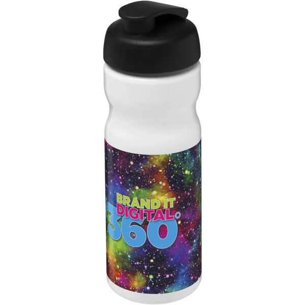 Garrafa desportiva com tampa Flip de 650 ml H2O Base® - Branco / Preto Liso
