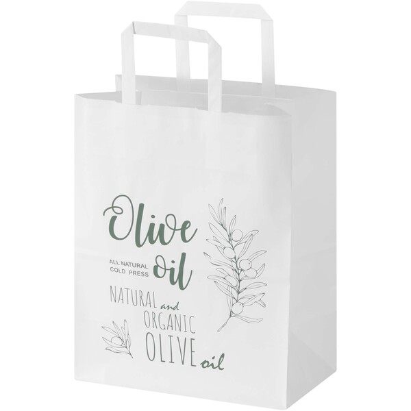 Kraft papieren tas 80 g/m² met platte handvatten – 25 x 15 x 32 cm - Wit