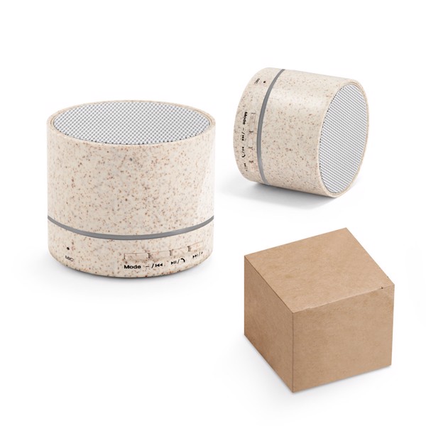 RE-LINEU. Haut-parleur portable 3W avec 4h30m d'autonomie en fibre de paille et ABS recyclé (100 % rABS)