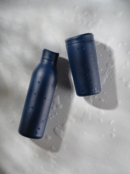Mug 400ml en acier recyclé RCS Avira Alix - Bleu Marine