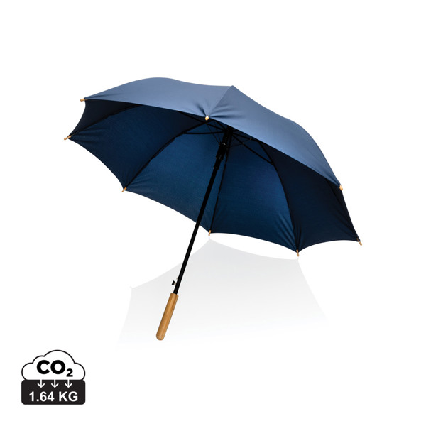 23" Impact AWARE™ RPET 190T auto open bamboo umbrella - Navy