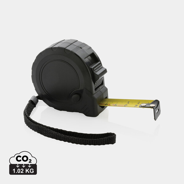 RCS recycled plastic 5M/19 mm tape with stop button - Black
