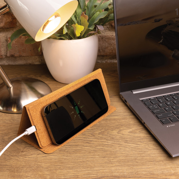 XD - 10W wireless charging cork mousepad and stand