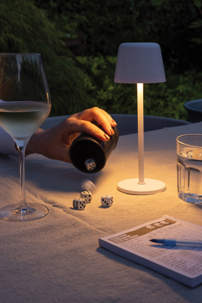 USB dobíjateľná stolná lampa Zenic z RCS recykl. plastu, biela -