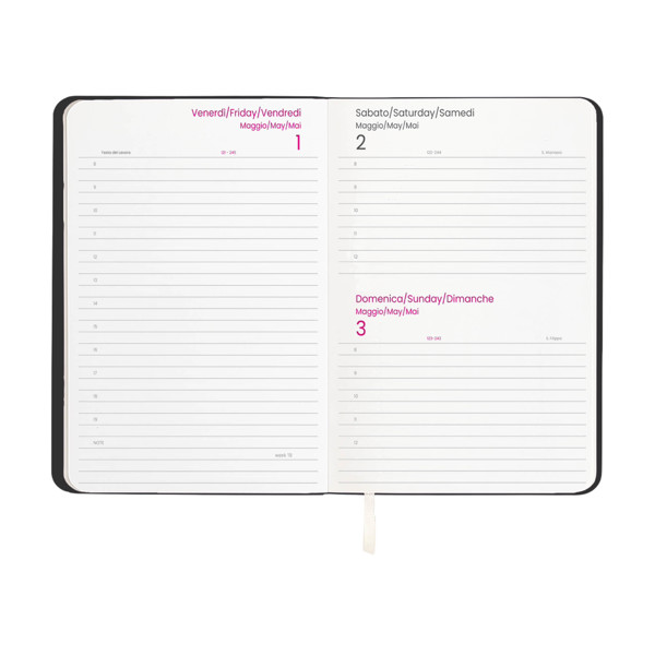 Agenda Giornaliera 2026 Con Copertina Flessibile In Pu Termovirante - Nero