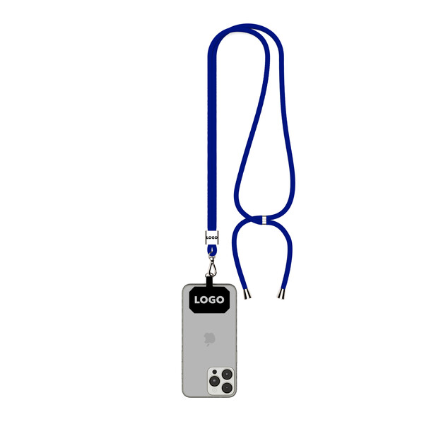 Cordão cruzado para telemóvel em poliéster de 2 tons - Reflex Blue C / Acessórios prateados