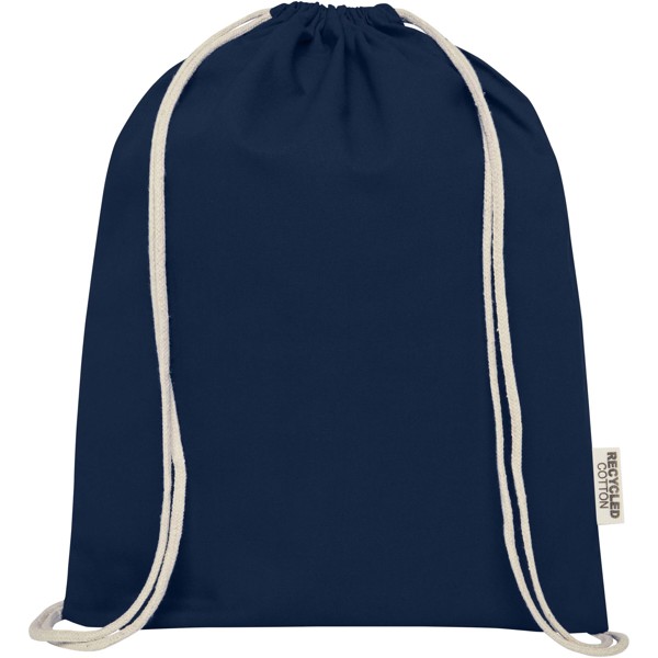 Sac avec cordon Oregon en coton recyclé 140 g/m² certifié GRS - Marine