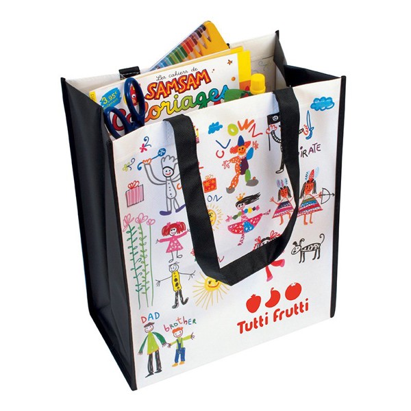 SAC SHOPPING EN NON-TISSE LAMINE AVEC DECOR IMPRIME