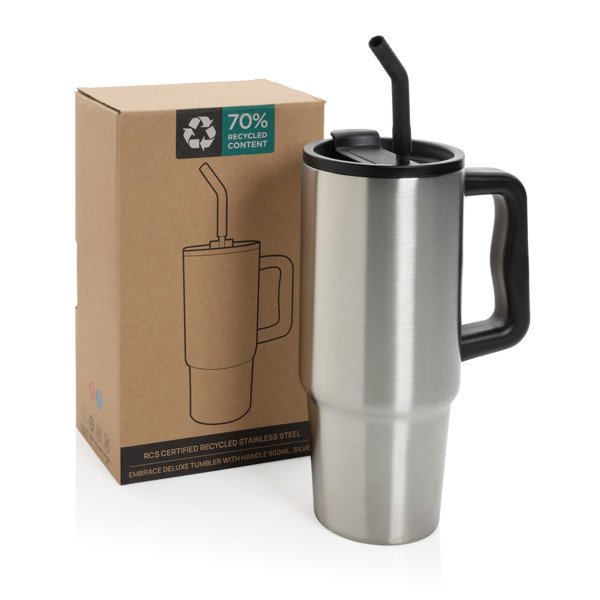 Mug 900ml en acier inoxydable recyclé Embrace RCS - Argent