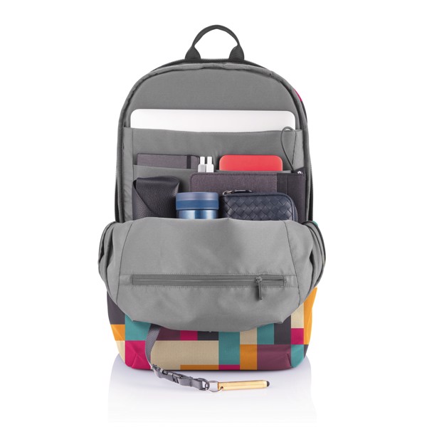 Bobby Soft "Art", anti-theft backpack - Green / Grey