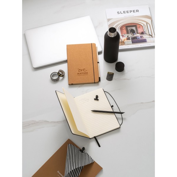 MATISSE. A5 notebook in 75% recycled leather with lined sheets - Black