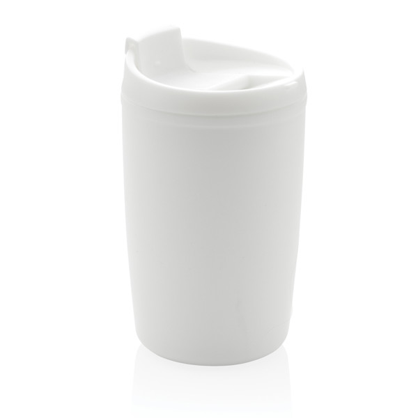 GRS Recycled PP tumbler with flip lid - White