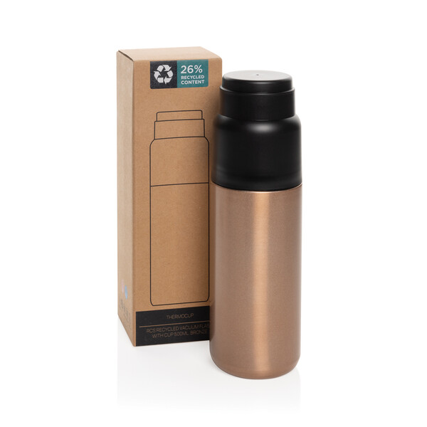 Thermocup RCS recykl. termoska s vakuovou izolací a šálkem - Bronz